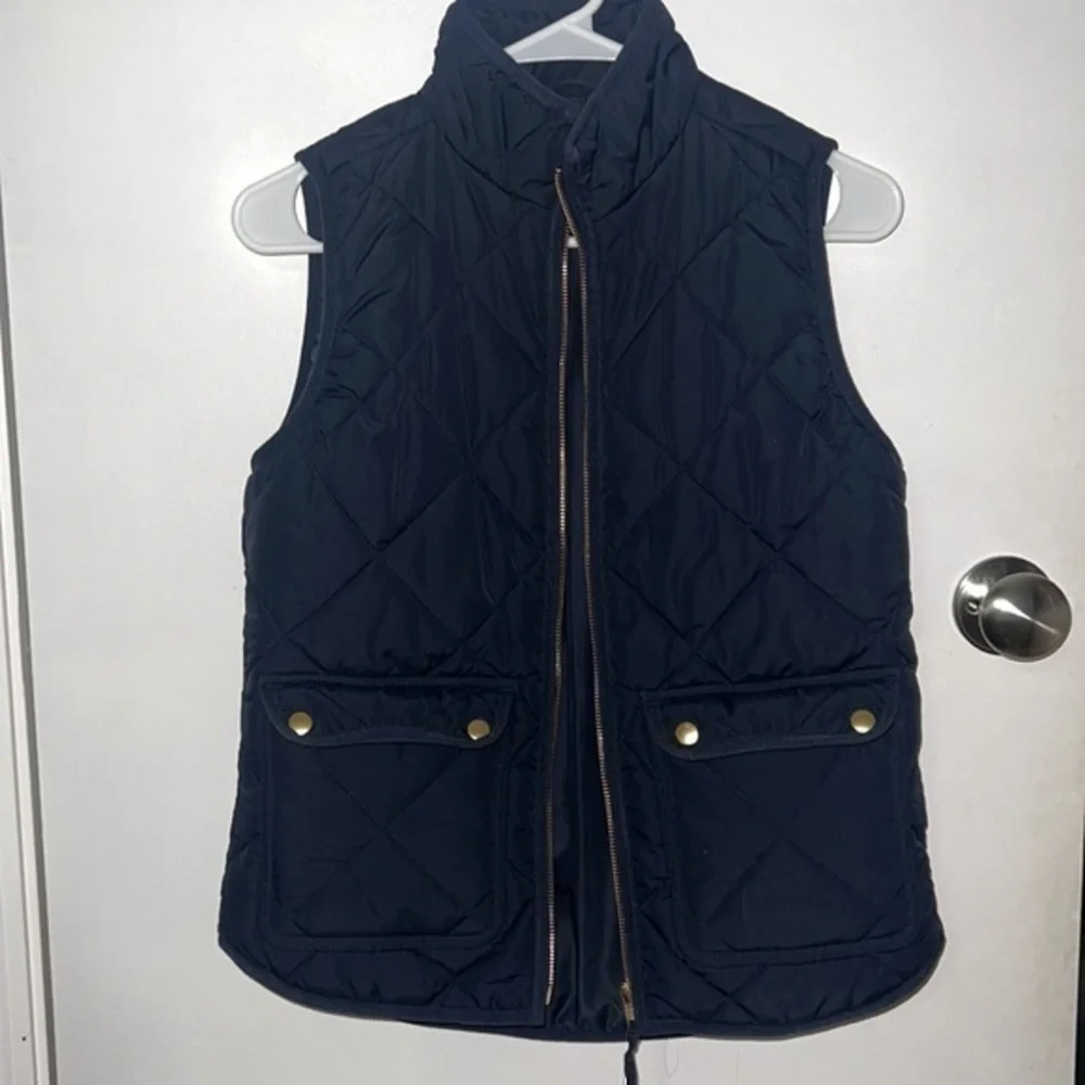 XS blue J crew‎ women’s vest quilted button/zip